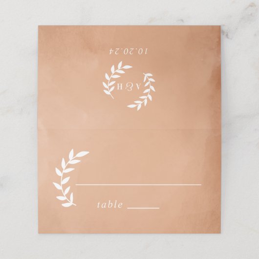 Rustige Waterverf bruiloft Plaatskaartje (Buitenkant ongevouwen)