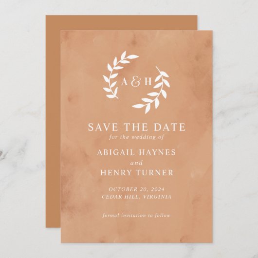 Rustige Waterverf bruiloft Save The Date (Voorkant / Achterkant)