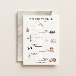 Rustige Waterverf bruiloft tijdlijn Programmakaart