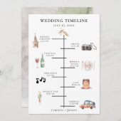 Rustige Waterverf bruiloft tijdlijn Programmakaart (Voorkant / Achterkant)