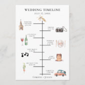 Rustige Waterverf bruiloft tijdlijn Programmakaart (Voorkant)