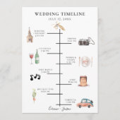 Rustige Waterverf bruiloft tijdlijn Programmakaart (Voorkant)