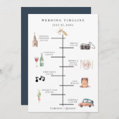 Rustige Waterverf bruiloft tijdlijn Programmakaart (Voorkant / Achterkant)