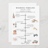 Rustige Waterverf bruiloft tijdlijn Programmakaart (Voorkant / Achterkant)