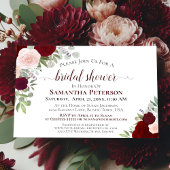 Rustige Waterverf Burgundy Floral Vrijgezellenfees Kaart