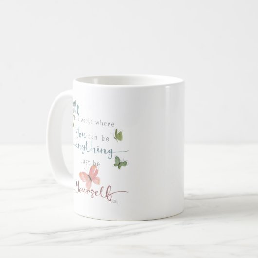 Rustige Waterverf Butterflies Quote Koffiemok (Voorkant links)
