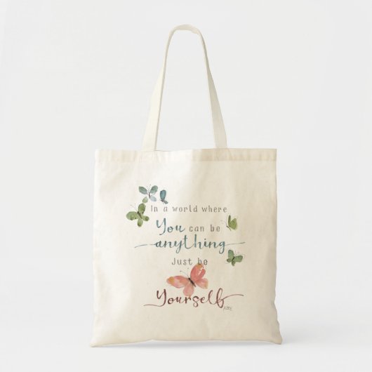 Rustige Waterverf Butterflies Quote Tote Bag (Voorkant)