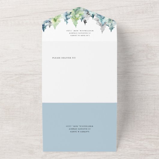 Rustige Waterverf Buurdenweddenschap All In One Uitnodiging (Buitenkant)