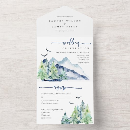 Rustige Waterverf Buurdenweddenschap All In One Uitnodiging (Binnen)