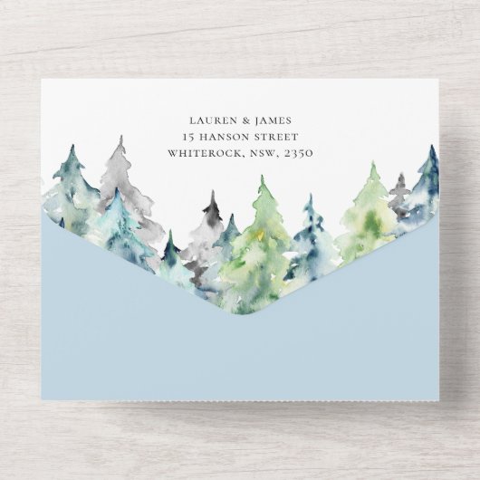 Rustige Waterverf Buurdenweddenschap All In One Uitnodiging (Achterkant)