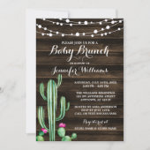 Rustige Waterverf Cactus Barn Wood Baby Brunch Kaart (Voorkant)