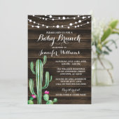 Rustige Waterverf Cactus Barn Wood Baby Brunch Kaart (Staand voorkant)