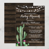 Rustige Waterverf Cactus Barn Wood Baby Brunch Kaart (Voorkant / Achterkant)