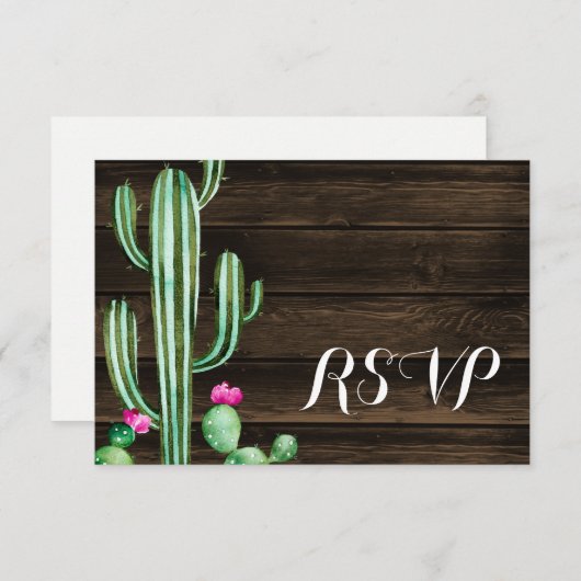 Rustige Waterverf Cactus Barn Wood RSVP (Voorkant / Achterkant)