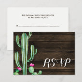 Rustige Waterverf Cactus Barn Wood RSVP Kaartje (Voorkant / Achterkant)