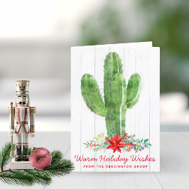 Rustige Waterverf Cactus Corporate Holiday Feestdagen Kaart