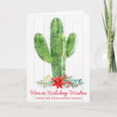 Rustige Waterverf Cactus Corporate Holiday Feestdagen Kaart (Voorkant)