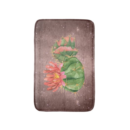 Rustige Waterverf Cactus Oranje ventilator Badmat (Voorkant Verticaal)