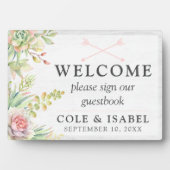 Rustige Waterverf Cactus Welkomstboek bruiloft Fotoplaat (voorkant)