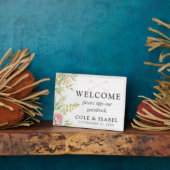 Rustige Waterverf Cactus Welkomstboek bruiloft Fotoplaat (Zijkant)