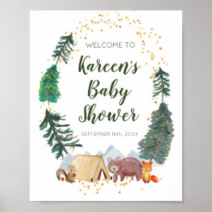 Rustige Waterverf Camper Baby shower Welkomstteken Poster