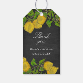 Rustige waterverf citroenkarton bedankt cadeaulabel