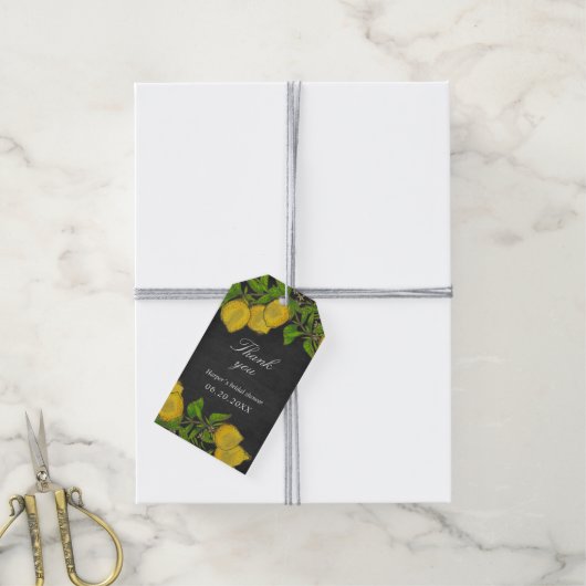 Rustige waterverf citroenkarton bedankt cadeaulabel (Met Touw)