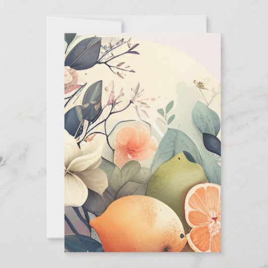 Rustige Waterverf Citrus Bridal Kaart (Achterkant)