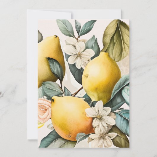 Rustige Waterverf Citrus Bridal Uitnodiging (Achterkant)