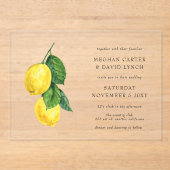 Rustige Waterverf Citrus Lemon Wedding Acryl Uitnodigingen (Voorkant)