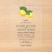 Rustige Waterverf Citrus Lemon Wedding Acryl Uitnodigingen (Voorkant)