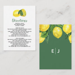 Rustige Waterverf Citrus Lemon Wedding Informatiekaartje