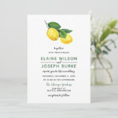 Rustige Waterverf Citrus Lemon Wedding Kaart (Staand voorkant)