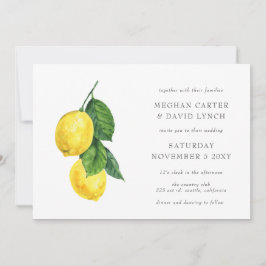 Rustige Waterverf Citrus Lemon Wedding Kaart