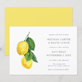 Rustige Waterverf Citrus Lemon Wedding Kaart