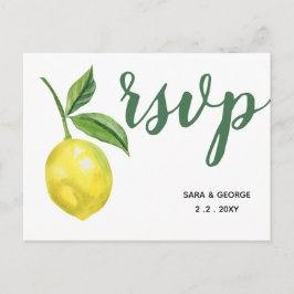 Rustige Waterverf Citrus Lemon Wedding RSVP Kaart