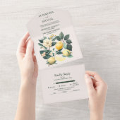 Rustige Waterverf Citrus trouwt in één keer All In One Uitnodiging (Afscheurbaar)