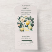 Rustige Waterverf Citrus trouwt in één keer All In One Uitnodiging (Binnen)