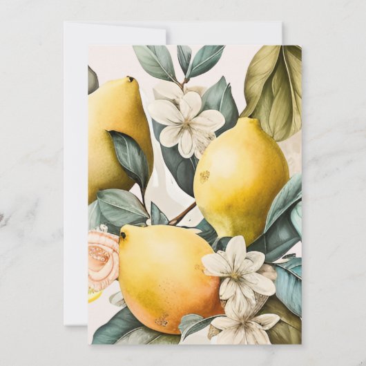 Rustige Waterverf Citrus Wedding Invitation Kaart (Achterkant)