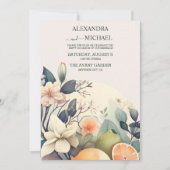 Rustige Waterverf Citrus Wedding Kaart (Voorkant)