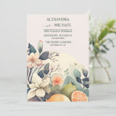 Rustige Waterverf Citrus Wedding Kaart (Staand voorkant)