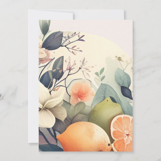 Rustige Waterverf Citrus Wedding Kaart (Achterkant)