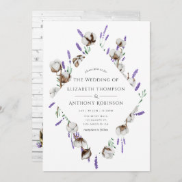 Rustige Waterverf Cotton Lavender Country Wedding Kaart
