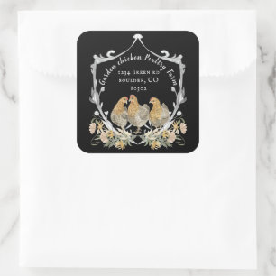 rustige waterverf crest farmhouse visitekaartje sq vierkante sticker