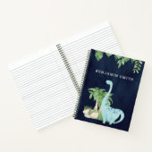 Rustige Waterverf Cute Dinosaur Navy Blue Notitieboek (Binnen)