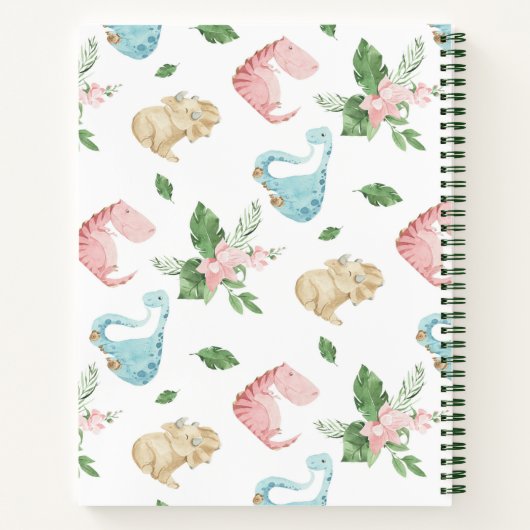 Rustige Waterverf Cute Dinosaur Navy Blue Notitieboek (Achterkant)