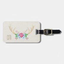 Rustige Waterverf Deer Antlers met bloemen