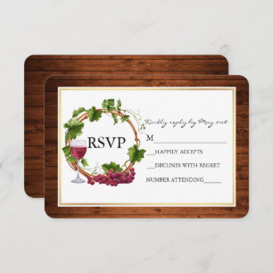 Rustige Waterverf Druivenwouden met woeste bruilof RSVP Kaartje