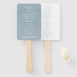 Rustige Waterverf Dusty Blue Natuur Leafy Wedding Handwaaier