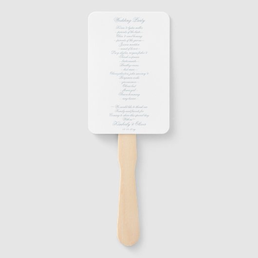 Rustige Waterverf Dusty Blue Natuur Leafy Wedding Handwaaier (Achterkant)